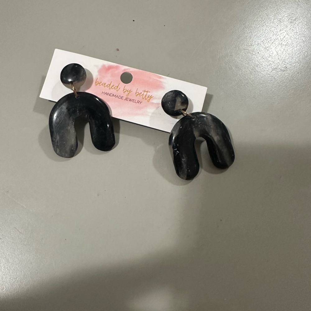Black and Gray Abstract Earrings